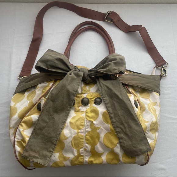 Anthropologie Boho Hippie Style Deux Floral Linen Handbag ~ Citrus Large Tote - Picture 1 of 16